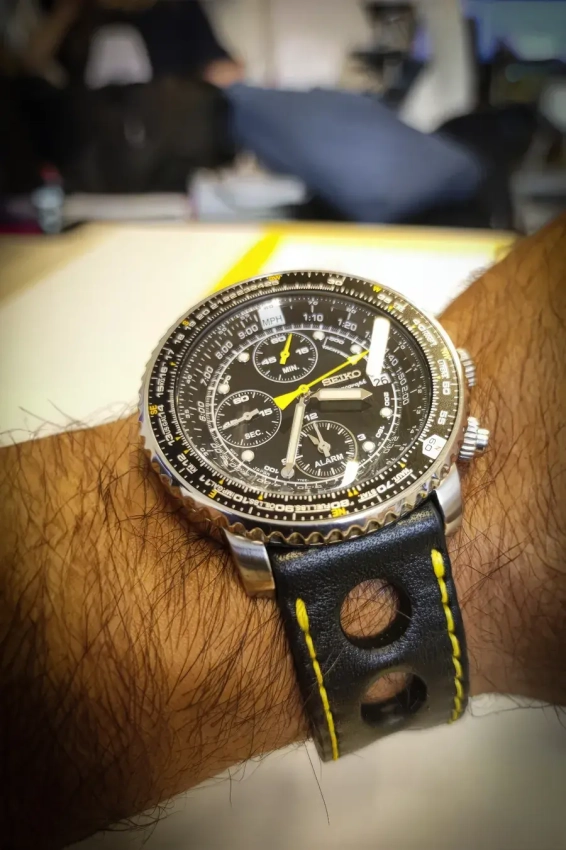 Skórzany pasek do zegarka SEIKO 7T62-0EB0 Flightmaster CHRONOGRAPH