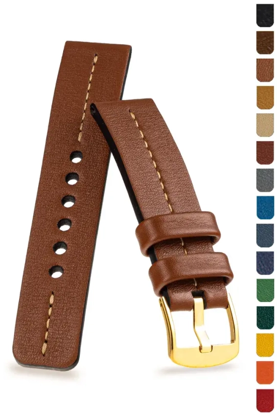 Klassisches Uhrenarmband 18-26mm aus Vollnarbenleder U-59