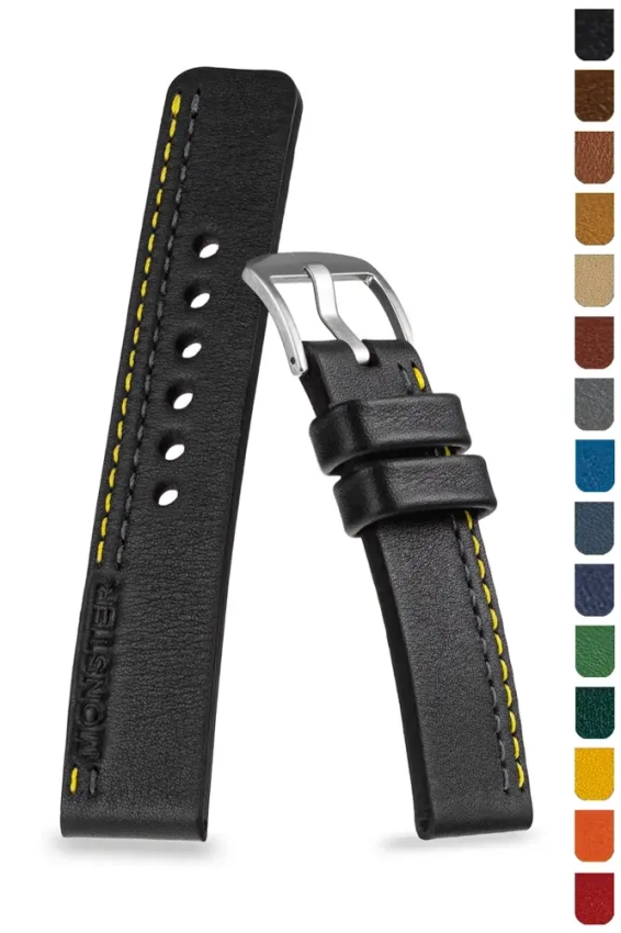 Uhrenarmband 18-26mm mit doppelter Naht und "Monster"-Prägung U-72