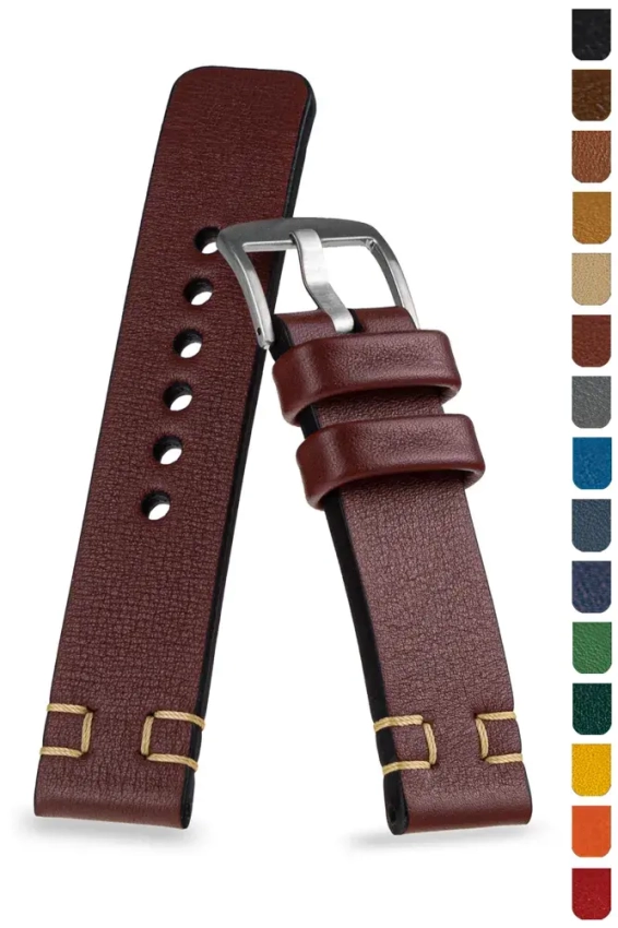 Uhrenarmband 18-26mm im Retro-Stil mit Vintage-Nähten U-75