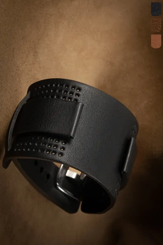 Breites Uhrenarmband mit perforiertem Unterbau, Vollnarbenleder SZ-13
