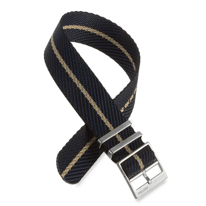 Pasek NATO nylonowy, granatowo-czarno-beżowy 18mm, 20mm, 22mm (NA3)
