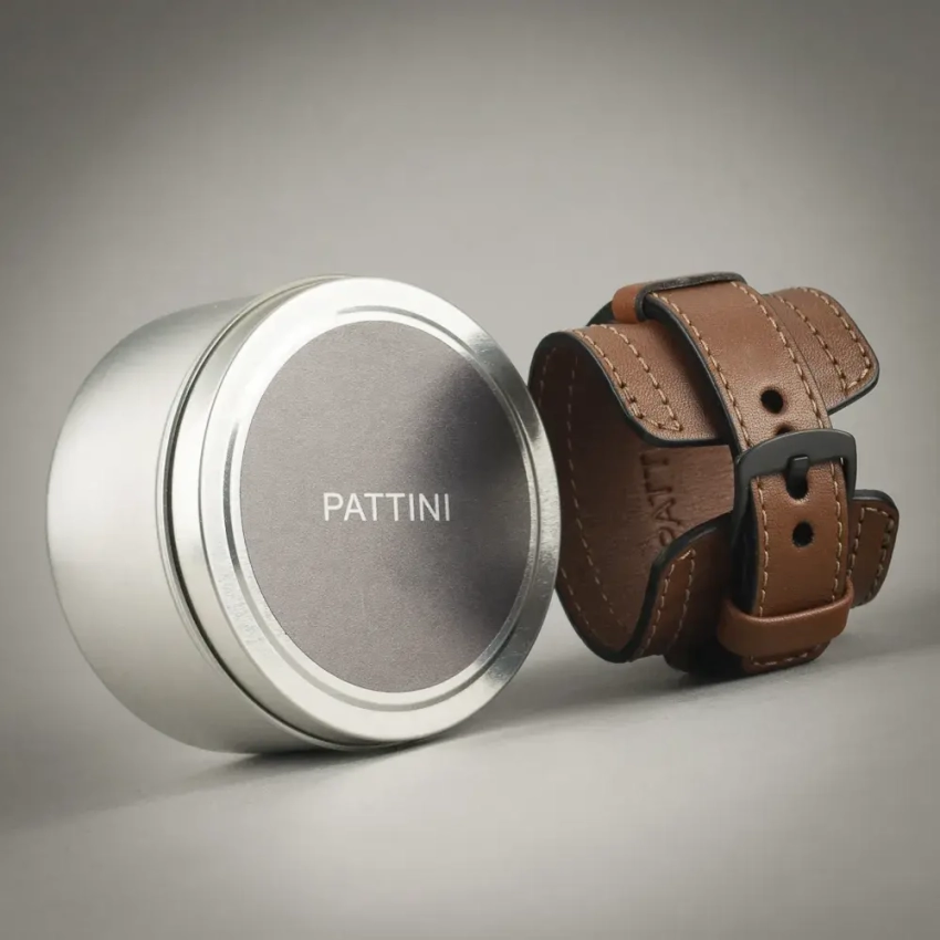 Brązowy skórzany szeroki pasek do zegarka mod.12 przykład (08)