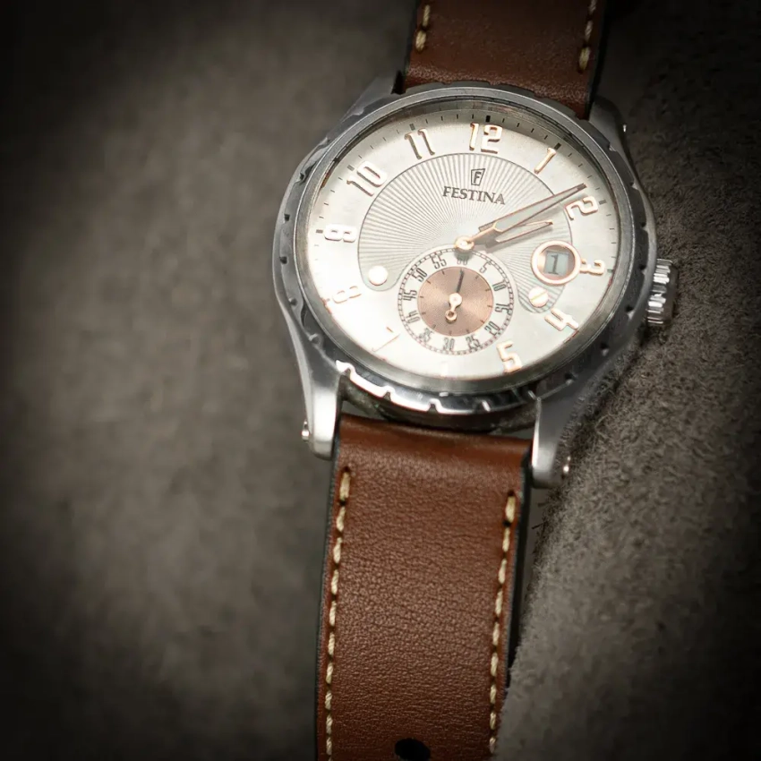 Brązowy skórzany pasek do zegarka Festina Retro F16486_3 -  mod.63 przykład (13)
