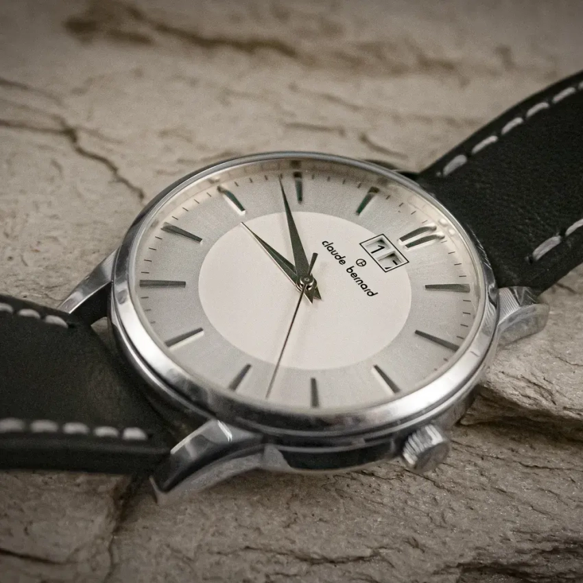 Skórzany czarny pasek do zegarka CLAUDE BERNARD BIG DATE - mod.63 przykład (10)