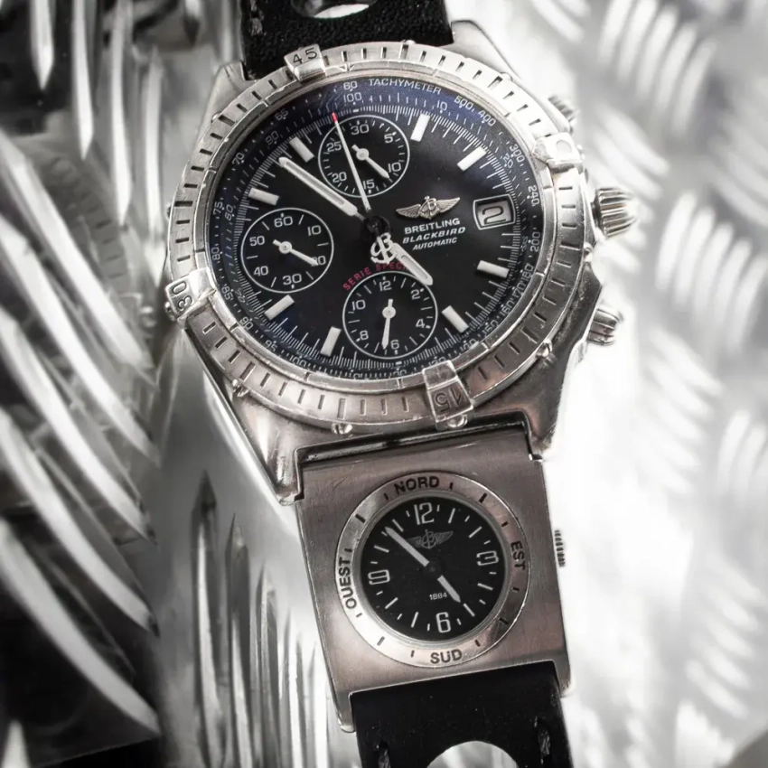 Czarny skórzany pasek Racing do zegarka Breitling Chronomat Dual Time - mod.65 przykład (12)