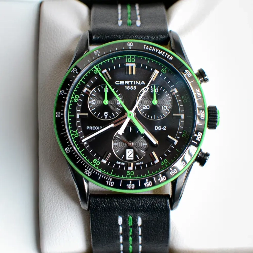 Czarny pasek z zegarkiem Certina DS 2 Gent Precidrive Chrono - mod.80 przykład (02)