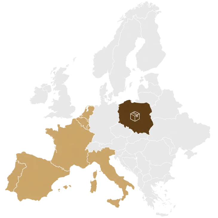 Karte der europäischen Länder mit Zustellung über InPost International an Paketautomaten und Abholstellen